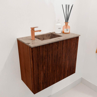 Mondiaz JOYA-DLUX 50cm toiletmeubel - kleur Ruby - Wastafel FAYE positie Links 1 kraangat kleur Arena.