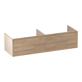 BRAUER Embrace wastafelonderkast - 139x35x45.5cm - 2 softclose lades - greeploos - 2 sifon uitsparingen - massief eiken - vingerlas eiken grijs
