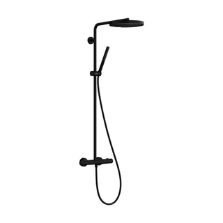 Hansgrohe Pulsify S Puro Ensemble de douche de tête thermostatique pluie - 26cm - douche de tête ronde - douchette à main sur barre - noir mat
