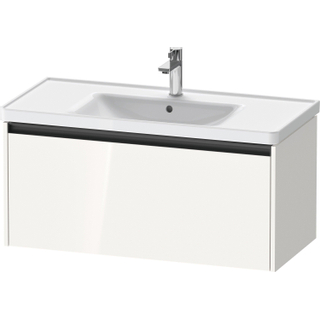 Duravit ketho meuble 2 vasques avec 1 tiroir 98.4x45.5x44cm avec poignée anthracite blanc brillant