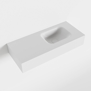 MONDIAZ LEX Lavabo à poser - 70x30x12cm - 0 trous de robinet - lavabo à droite - Solid Surface Talc mat