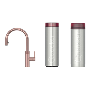 Quooker flex robinet d'eau bouillante - bec pivotant et extractible - PRO3 incl. réservoir Cube - Eau chaude / bouillante / pétillante / filtrée - Cuivre rosé