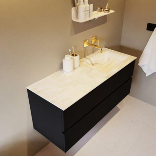 Mondiaz VICA-DLUX ensemble de meuble de salle de bain - 120cm - meuble sous-vasque urban - 2 tiroirs - lavabo encastré cloud droite - sans trous de robinet - version haute de 60cm - ostra