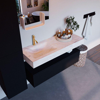 Mondiaz ALAN-DLUX Ensemble de meuble - 120cm - meuble Urban mat - 1 tiroir - Lavabo Cloud Ostra suspendu - vasque Gauche - 1 trou de robinet
