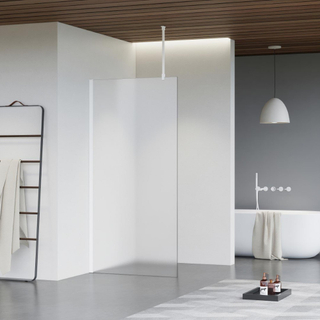 FugaFlow Eccelente Vetro douche à l'italienne salle de bain - 180x200cm - verre mat - bras plafond - blanc mat