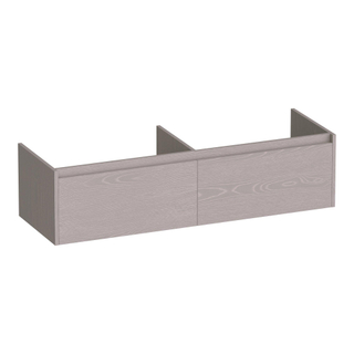 BRAUER Embrace wastafelonderkast - 139x35x45.5cm - 2 softclose lades - greeploos - 2 sifon uitsparingen - Timber Greige