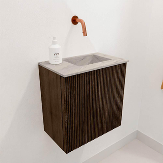 Mondiaz JOYA-DLUX Meuble de toilette 40cm - couleur Walnut - Lavabo FAYE position Droite Sans trou de robinet couleur Glace.