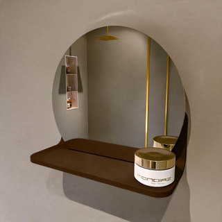 Mondiaz SPOT Badkamerspiegel - rond 30cm - spiegelplanchet - kleur Rust