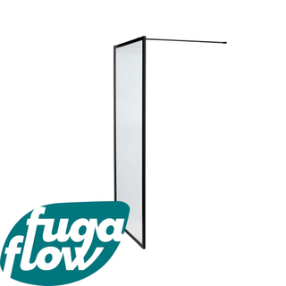 FugaFlow Efficiente Vetro inloopdouche badkamer - 120x200cm - veiligheidsglas - mat zwarte lijst rondom - anti kalk