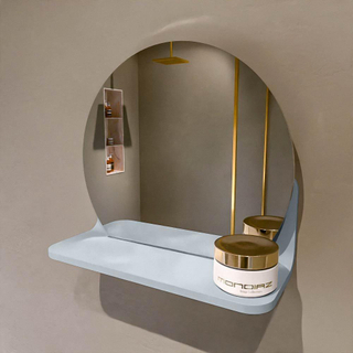 Mondiaz SPOT Badkamerspiegel - rond 30cm - spiegelplanchet - kleur Clay