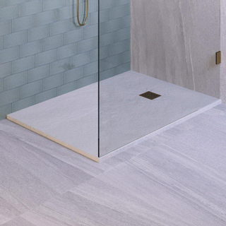 BRAUER Asteroid Douchebak 90x140 incl. antislip en antibacterieel mineraalmarmer mat wit