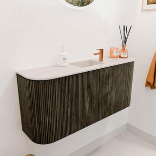 Mondiaz JOYA-DLUX 93.2cm toiletmeubel - ronding links en rechts kleur Shadow - Wastafel FAYE positie Midden 1 kraangat kleur Meli.