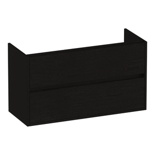 BRAUER Adore meuble sous lavabo peu profond - 100x39x55cm - 2 tiroirs softclose - sans poignée - 1 découpe pour le siphon - Timber Black