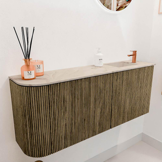 Mondiaz JOYA-DLUX 101.6cm toiletmeubel - ronding links kleur Dusk - Wastafel FAYE positie Rechts 1 kraangat kleur Frappe.