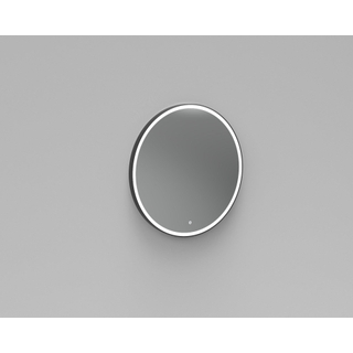 Arcqua Reflect Miroir rond 80cm avec éclairage LED cadre aluminium noir mat