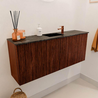 Mondiaz JOYA-DLUX 100cm meuble de toilette - couleur Ruby - Vasque FAYE position Milieu 1 trou de robinet couleur Lava