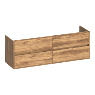 BRAUER Adore wastafelonderkast - 160x46x55cm - 4 softclose lades - greeploos - 2 sifon uitsparingen - Honey