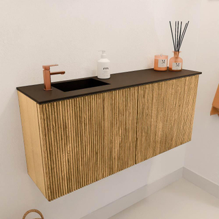 Mondiaz JOYA 90cm meuble de salle de bains - couleur Oak - Vasque FAYE position Gauche 1 trou de robinet couleur Urban.