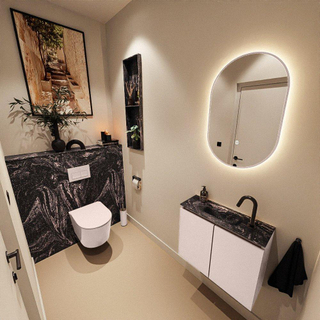 MONDIAZ TURE-DLUX Meuble toilette - 60cm - Rosee - EDEN - vasque Lava - position centrale - 1 trou de robinet