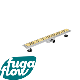 FugaFlow Eccelente Anta douchegoot badkamer - 110cm - met vloerflens - met rooster - geborsteld messing (goud)