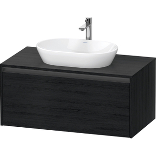 Duravit ketho 2 meuble sous lavabo avec plaque console avec 1 tiroir 100x55x45.9cm avec poignée chêne anthracite noir mat
