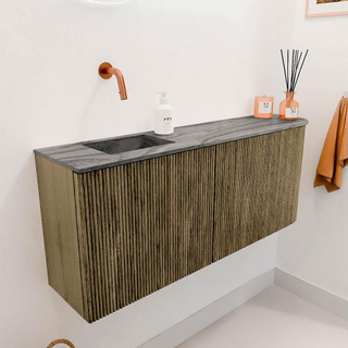 Mondiaz JOYA-DLUX 101.6cm toiletmeubel - ronding rechts kleur Dusk - Wastafel FAYE positie Links Zonder kraangat kleur Sombra.