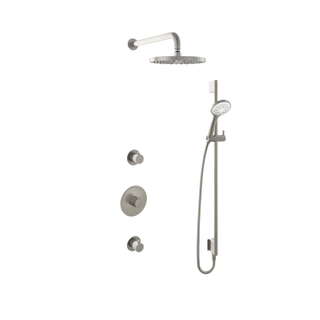 Hotbath Buddy IBS Regendoucheset - 35cm wandarm - 25cm ronde hoofddouche - 3 standen handdouche - glijstang - geborsteld nikkel