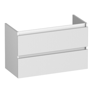 BRAUER Joy Wavy wastafelonderkast ondiep 80 2 softclose lades - greeploos - 1 sifon uitsparing - mat wit