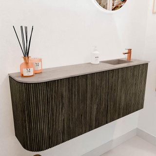 Mondiaz JOYA-DLUX 101.6cm toiletmeubel - ronding links kleur Shadow - Wastafel FAYE positie Rechts 1 kraangat kleur Saba.