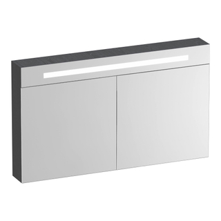 BRAUER Promise Deluxe armoire de toilette - 120x70x15cm - avec éclairage - 2 portes miroir double face - Gris Bois