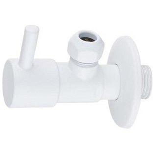 Fortifura Calvi Hoekstopkraan - haaks - 1/2" wandaansluiting - 3/8" / 10mm knel aansluiting slang - mat wit