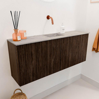 Mondiaz JOYA-DLUX 100cm toiletmeubel - kleur Walnut - Wastafel FAYE positie Midden Zonder kraangat kleur Glace.