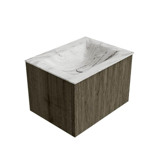 Mondiaz KURVE-DLUX Badkamermeubelset - 60x46x40cm - 1 lade - wastafel solid surface - midden - zonder kraangat - Shadow