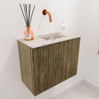 Mondiaz JOYA-DLUX 50cm meuble de toilette - couleur Dusk - Vasque FAYE position Droite Sans trou de robinet couleur Nata.