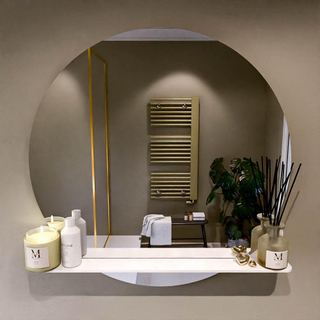 Mondiaz SPOT Miroir de salle de bain - rond 90cm - plan de miroir - couleur Talc