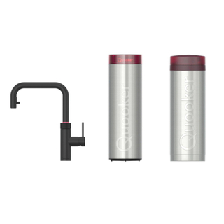 Quooker BE Flex Square Robinet d'eau bouillante - bec pivotant & extractible - PRO3 incl. réservoir Cube - Eau chaude / bouillante / pétillante / filtrée - noir