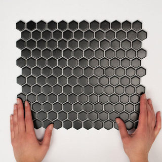 The Mosaic Factory Barcelona mozaïektegel - 26x30cm - wand en vloertegel - Zeshoek/Hexagon - Porselein Black Mat