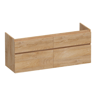 BRAUER Delight meuble sous lavabo - 140x46x60cm - 4 tiroirs à fermeture douce - sans poignée - 2 découpes pour siphon - Forest Tan