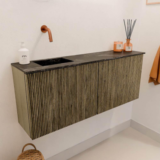 Mondiaz JOYA-DLUX 100cm toiletmeubel - kleur Dusk - Wastafel FAYE positie Links Zonder kraangat kleur Lava.