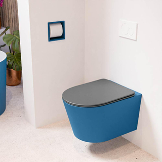 MONDIAZ LAVIE wandclosetpack - 36x53cm - diepspoel - rimless - Jeans (blauw) - softclose - quick-release - toiletzitting - Dark grey (grijs)