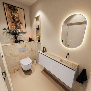 MONDIAZ TURE-DLUX Meuble toilette - 120cm - Cale - EDEN - vasque Frappe - position droite - sans trou de robinet