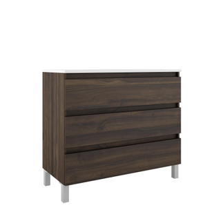 Adema Chaci PLUS Wastafelonderkast - 100x86x46cm - 3 lades - Geintegreerde greep - MFC - noten (hout)