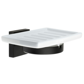 Smedbo House Porte-savon - 12x8cm - modèle mural - noir mat/porcelaine