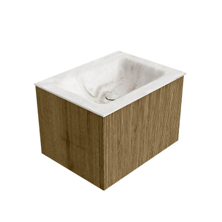 Mondiaz KURVE-DLUX Badkamermeubelset - 60x46x40cm - 1 lade - wastafel solid surface - midden - zonder kraangat - Dusk