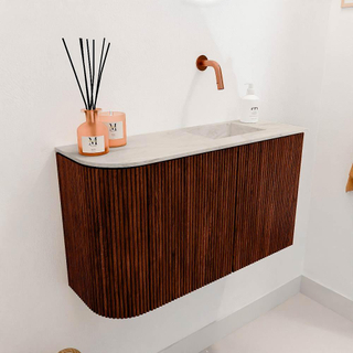 Mondiaz JOYA-DLUX 71.6cm toiletmeubel - ronding links kleur Ruby - Wastafel FAYE positie Rechts Zonder kraangat kleur Ostra.