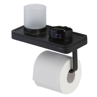 Geesa Frame Toiletrolhouder met planchet en (LED licht)houder Zwart