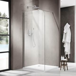 FugaFlow Eccelente Vetro Inloopdouche - 90x200cm - afgeronde glaswand - helder glas - wandarm - Chroom