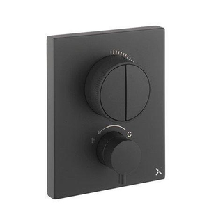 Crosswater crossbox ensemble mitigeur de douche thermostatique - 2 voies - avec poignée et poussoir - avec douche de tête - bras plafond - douchette à main - noir mat