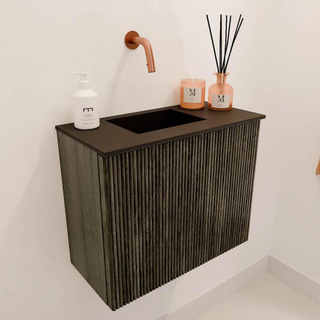 Mondiaz JOYA 50cm toiletmeubel - kleur Shadow - Wastafel FAYE positie Links Zonder kraangat kleur Urban.