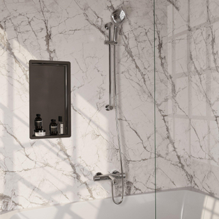 Robinet de baignoire à encastrer Brauer Chrome - barre de douche - 2 fonctions - 2 boutons avec relief - douchette ronde 3 positions - chrome